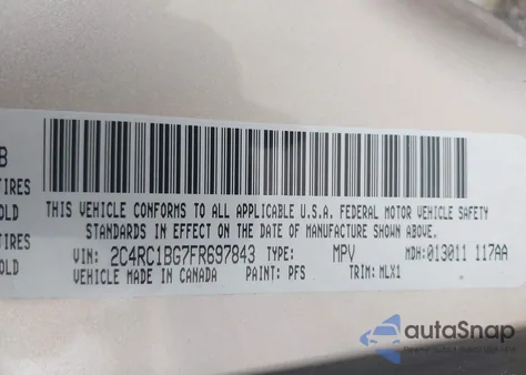 2015 Chrysler Town & Country Touring z USA, uszkodzony, nr VIN 2C4RC1BG7FR697843